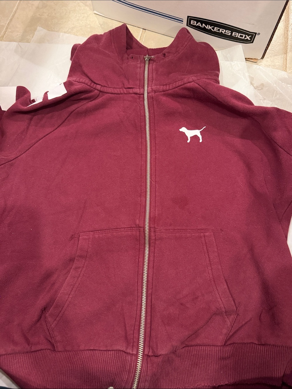 Puma Kids Maroon Zip-Up Hoodie with White Logo